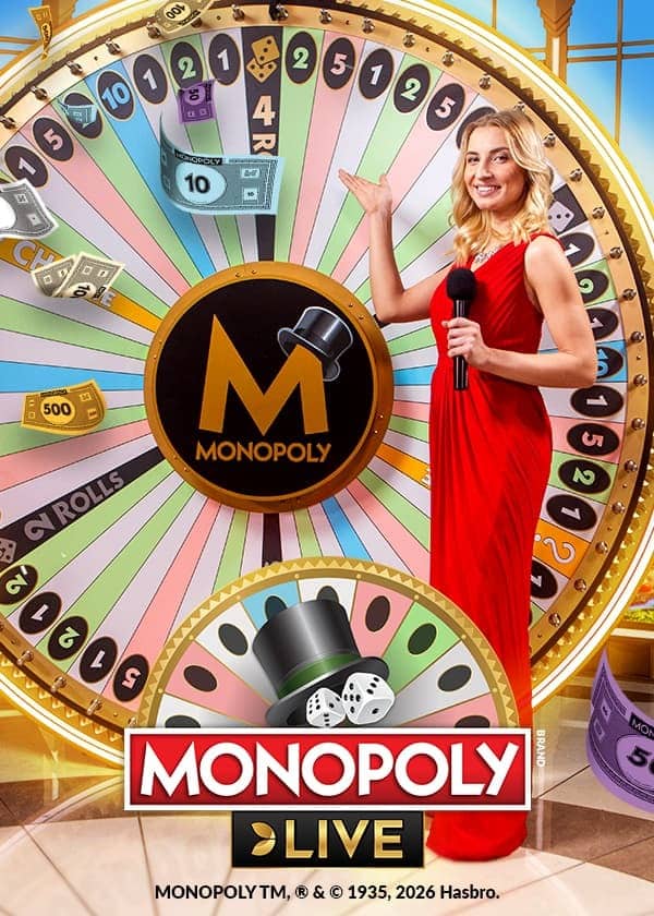 Online casino lobby met Monopoly Live spel